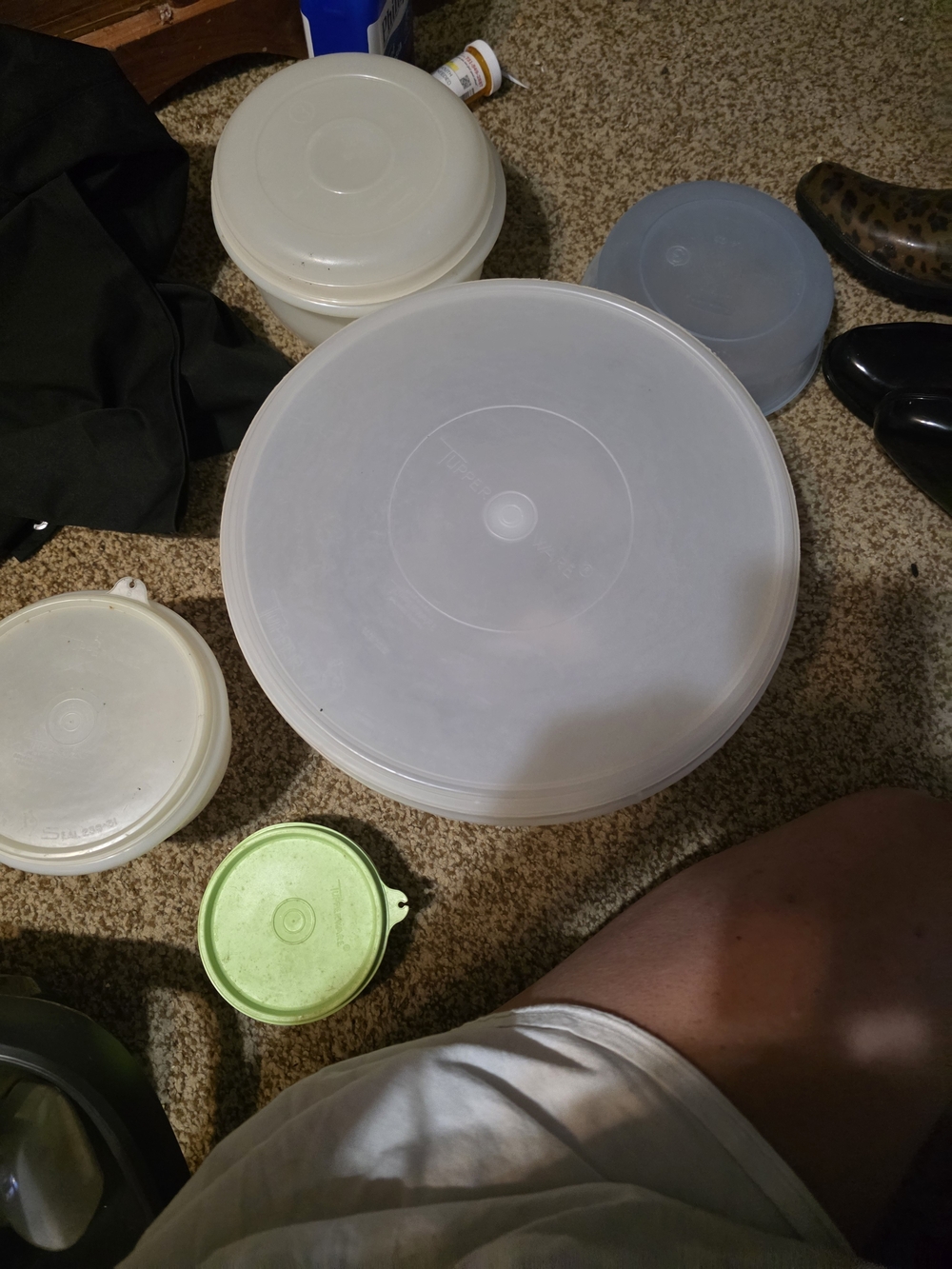 Tupperware Clear and Green Plastic Food Storage Container Set